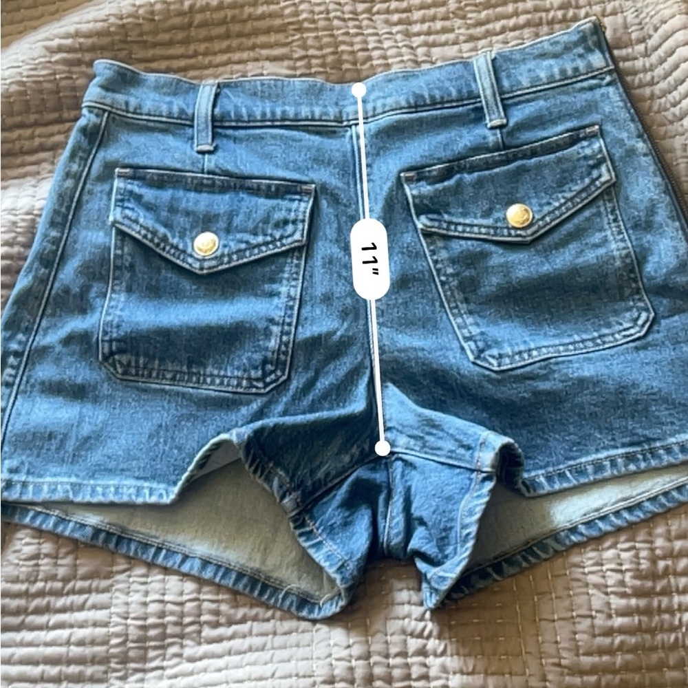 J.Crew Sailor Pockets Denim Shorts Womens Side Zip Stretch Blue Jean Size 28 EUC - Picture 9 of 10